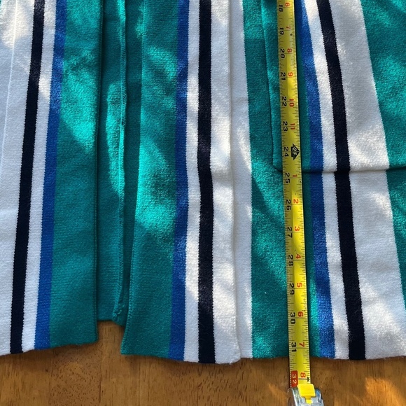 Free People One Size Poncho Striped Hooded Open Knit Kimono Pockets Green White - Picture 13 of 16